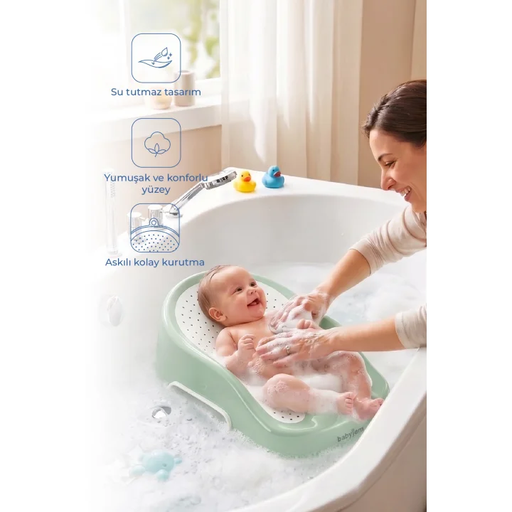 Babyjem Soft Banyo Desteği Bebek Yıkama Yardımcısı Soft Yeşil