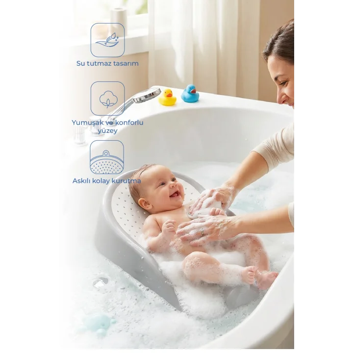Babyjem Soft Banyo Desteği Bebek Yıkama Yardmcısı Soft Gri