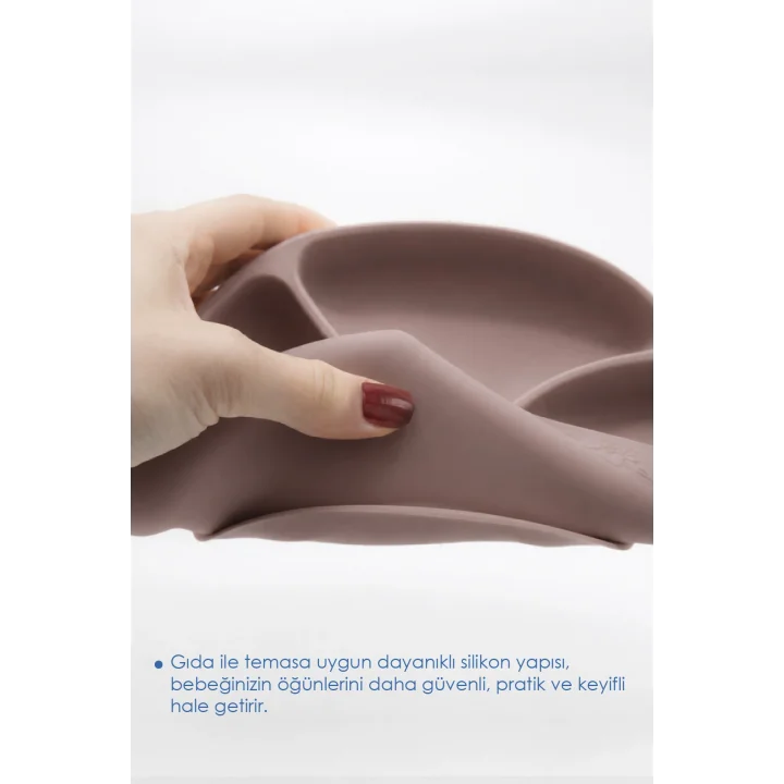 Babyjem Vakum Tabanlı Sabitlenebilir Silikon Tabak Latte