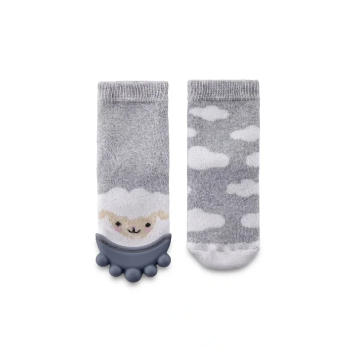 Babyjem Diş Kaşıyıcılı Havlu Bebek Çorabı Gri