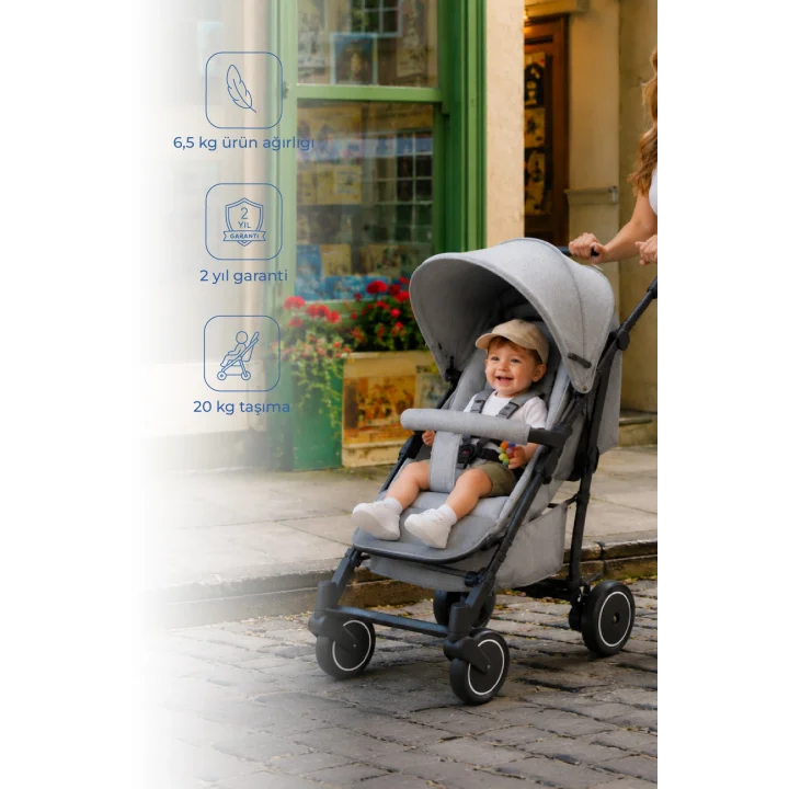 Tripper Molly Termal 4 Mevsim Yeni Nesil Baston Bebek Arabası Gri