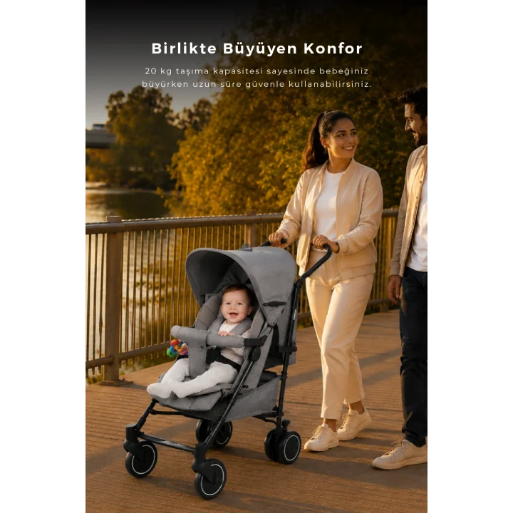 Tripper Molly Termal 4 Mevsim Yeni Nesil Baston Bebek Arabası Gri