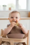 Babyjem Oval Hazneli Silikon Mama Önlüğü Latte