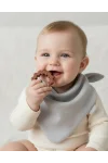 Babyjem Silikon Diş Kaşıyıcılı Müslin Mama Önlüğü Gri