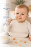 Babyjem Mini Silikon Mama Önlüğü Ekru