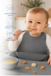Babyjem Mini Silikon Mama Önlüğü Gri