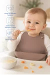 Babyjem Mini Silikon Mama Önlüğü Latte