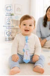 Babyjem Silikon Diş Kaşıyıcı Fular & Kravat Gülen Yüz Mavi