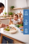 Babyjem Vakum Tabanlı Sabitlenebilir Silikon Tabak Ekru