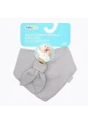 Babyjem Ahşap Diş Kaşıyıcılı Bürümcük Müslin Mama Önlüğü Gri