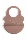 Babyjem Oval Hazneli Silikon Mama Önlüğü Latte