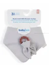 Babyjem Silikon Diş Kaşıyıcılı Müslin Mama Önlüğü Gri