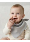 Babyjem Silikon Diş Kaşıyıcılı Müslin Mama Önlüğü Gri