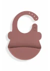 Babyjem Oval Hazneli Silikon Mama Önlüğü Mocha