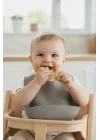 Babyjem Oval Hazneli Silikon Mama Önlüğü Soft Gri
