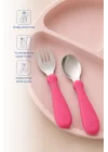 Babyjem Paslanmaz Çelik Bebek Çatal Kaşık Seti - Pembe