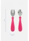 Babyjem Paslanmaz Çelik Bebek Çatal Kaşık Seti - Pembe