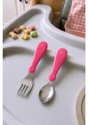 Babyjem Paslanmaz Çelik Bebek Çatal Kaşık Seti - Pembe