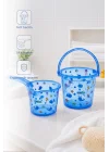 Babyjem Şeffaf Kova & Maşrapa Set Mavi Desenli