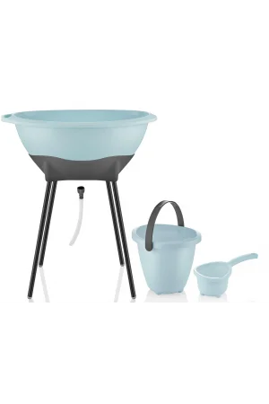 Babyjem Elegant Yenidoğan Ayaklı Bebek Banyo Küvet Seti Soft Mavi