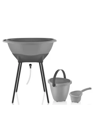 Babyjem Elegant Yenidoğan Ayaklı Bebek Banyo Küvet Seti Gri