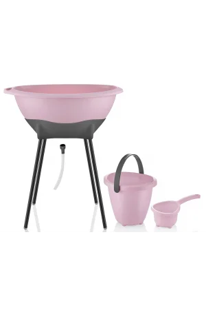 Babyjem Elegant Yenidoğan Ayaklı Bebek Banyo Küvet Seti Soft Pembe