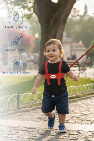 Babyjem Çocuk Yürüme Yardımcısı Güvenlik Kemeri Kırmızı