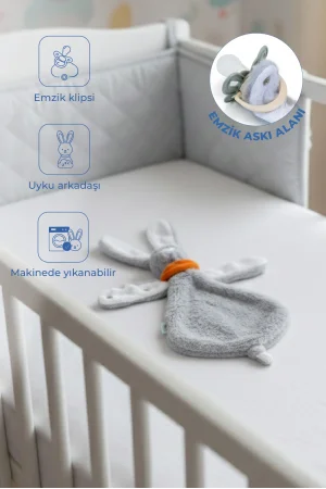Babyjem Emzik Askılı Tavşan Uyku Arkadaşı Gri