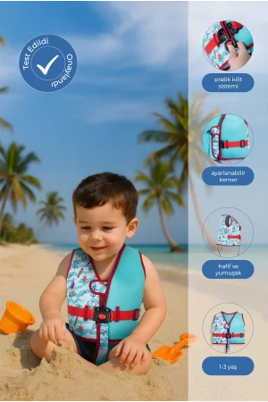 Babyjem Deniz Havuz Çocuk Yüzme Yeleği UV Korumalı 1-4 Yaş Yeşil