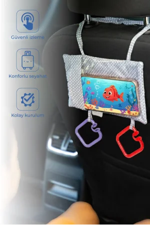 Babyjem Bebek Araç İçi Oto Koltuğu Arkası Telefon Askılığı Gri Puanlı