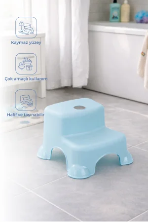 Babyjem Kaydırmaz Bebek Katlı Basamağı Soft Mavi
