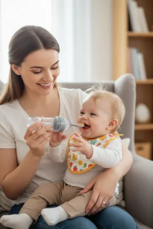 Babyjem Sıkmalı Kaşıklı Mama Biberonu Gri