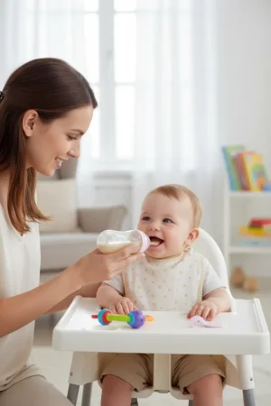 Babyjem Sıkmalı Kaşıklı Mama Biberonu Pembe
