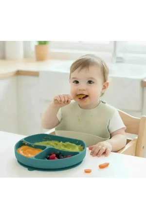 Babyjem Vakum Tabanlı Sabitlenebilir Silikon Tabak Yeşil