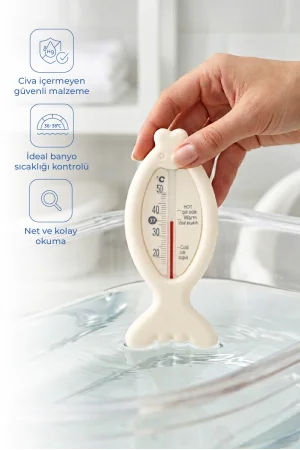 Babyjem Cıvasız Balık Banyo Oda Termometresi Beyaz
