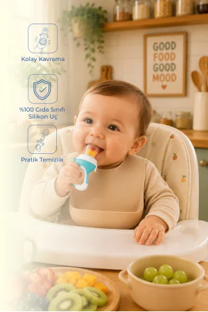 Babyjem Silikon Yumuşak Uçlu Meyve Süzgeçi Sebze Emziği Mavi