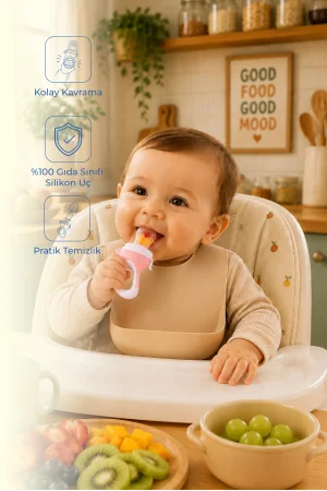 Babyjem Silikon Yumuşak Uçlu Meyve Süzgeçi Sebze Emziği Pembe