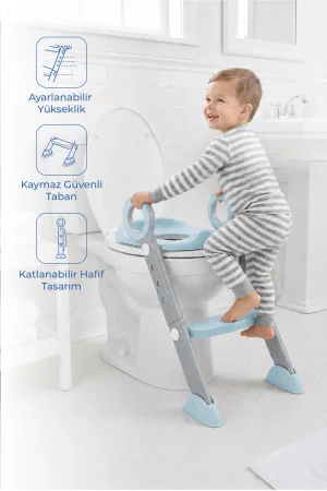 Babyjem Basamaklı Katlanır Klozet Adaptörü Soft Mavi