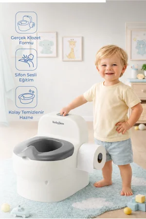 Babyjem Bebeğimin İlk Tuvaleti Sifon Sesli Lazımlık Oturak Kum Beji