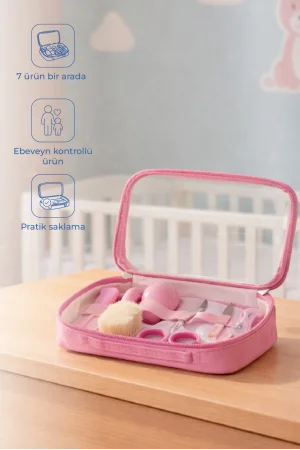 Babyjem Çantalı Bebek Bakım Bakım Seti 7 Parça Pembe
