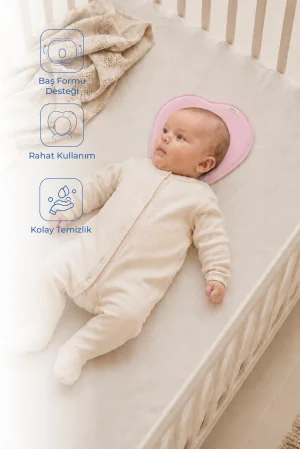 Babyjem Bebek Düz Kafa Yastığı Düz Kafa Engelleyici Yastık Pembe