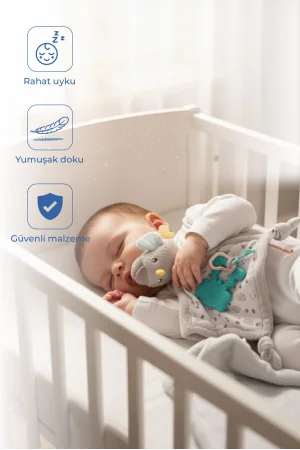 Babyjem Birdy Soft Diş Kaşıyıcılı Uyku Arkadaşım Kahve