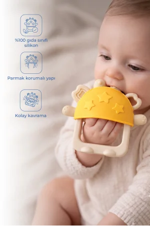 Babyjem Crabby Tutma Halkalı Silikon Diş Kaşıyıcı Sarı