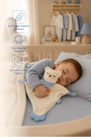 Babyjem Diş Kaşıyıcılı Sevimli Uyku Arkadaşım Mavi