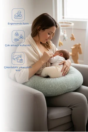 Babyjem Emzirme Ve Destek Minderi Yeşil Çiçek