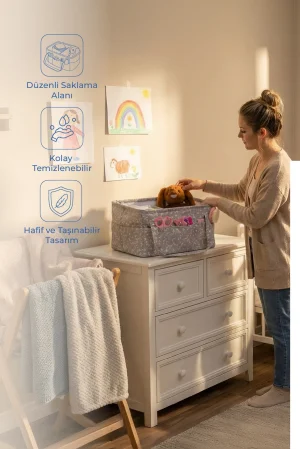 Babyjem Katlamalı Anne&bebek Organizer Gri Çiçek