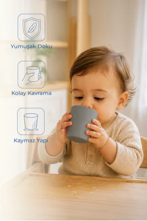 Babyjem Kolay Kavrama Silikon Bardak Gri