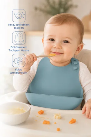 Babyjem Mini Silikon Mama Önlüğü Mint