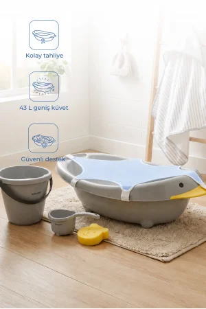 Babyjem Neşeli Ördek Banyo Seti 5 Parça Soft Gri
