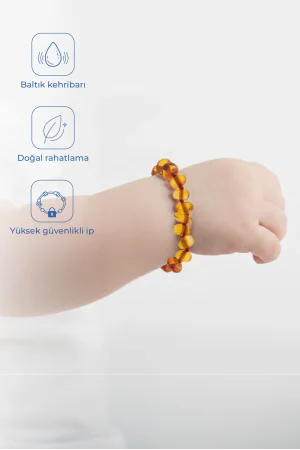 Babyjem Orjinal Sertifikalı Kehribar Bebek Bilekliği Koyu Bal